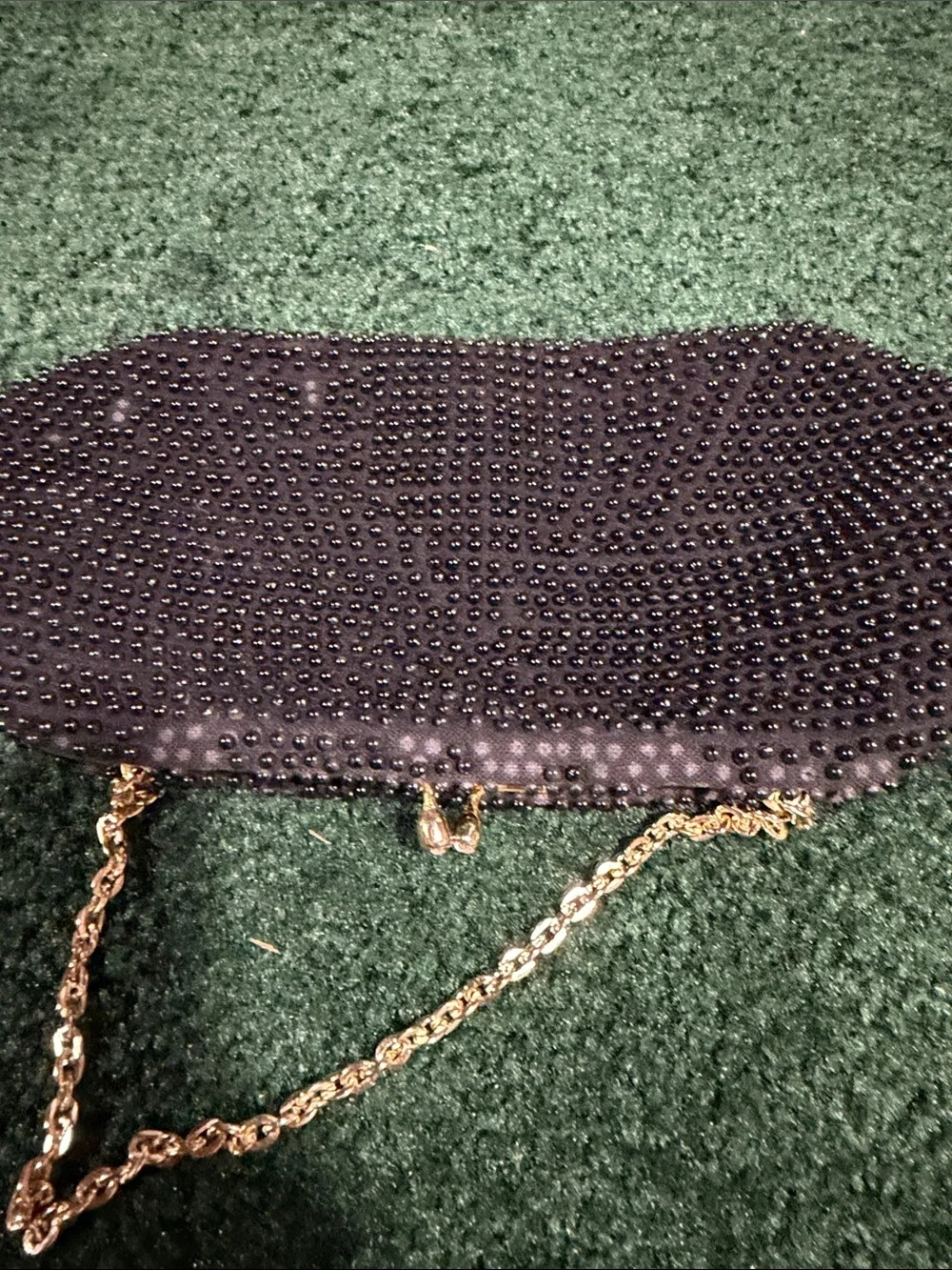 Beaded Black Evening Clutch with Floral Design